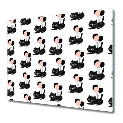 Glas-Herdabdeckplatte Ceranfeldabdeckung Spritzschutz 60x52 Katzen mit Ballons
