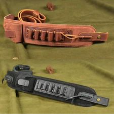 WAYNE'S DOG Soft Leather Shell Slot Sling Rifle Shotgun Strap .308 .357 .22 12GA