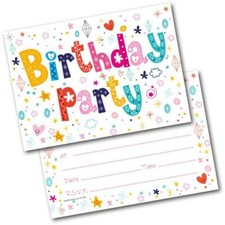 Doodlecards Pack of 20 Birthday Party Invitations Floral Letters Invites Girls