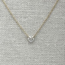 Simple Women's Necklace w/ Tiny Clear Heart Shape Pendant Gold Tone Adjustable