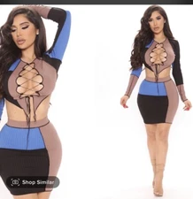 FASHION NOVA Women’s Navy Blue Skirt Two Piece Set