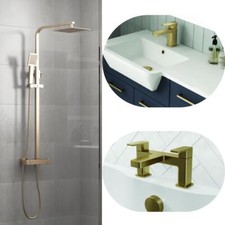 Brushed Brass Basin Mixer, Bath Filler, Bath Mixer & Accessories