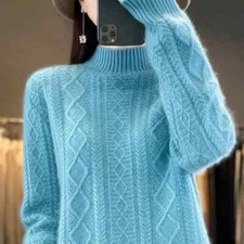 Women Sweater Wool Casual Cashmere Knitwear Turtleneck Pullover Tops Jumpers