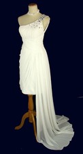 NWT Shimmer by Bari Jay Ivory $400 Size 0 Prom Formal Long Dress Gown Mermaid