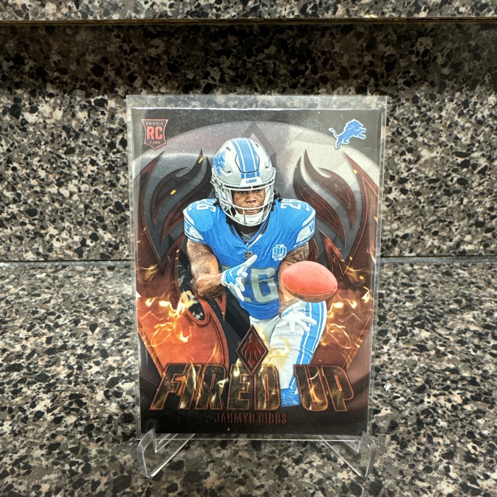 Jahmyr Gibbs 2023 Panini Phoenix Fired Up Insert #FU-10 Rookie RC Lions