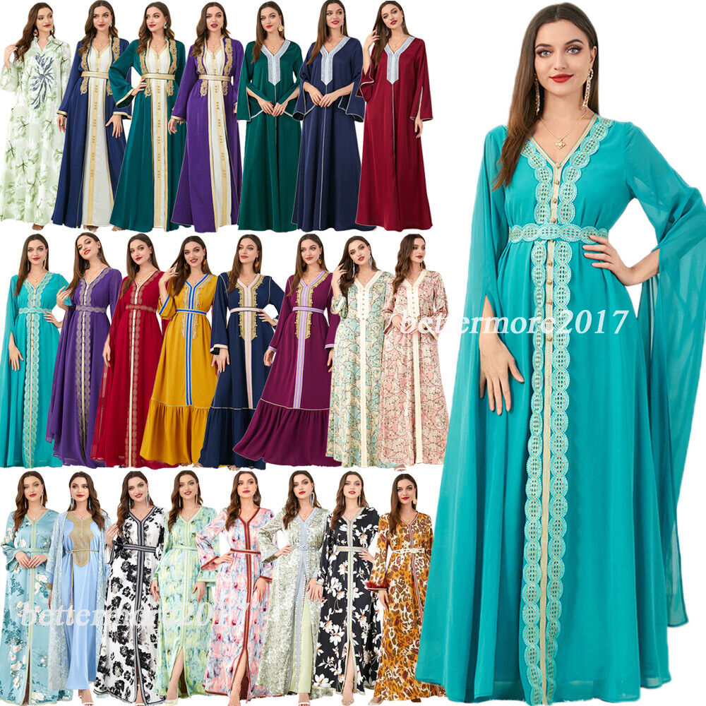 chinese dress ladies Modest Muslim Women's Tropical Bloom Maxi Dress
