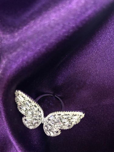Butterfly Ring cubic zirconia silver Adjustable Butterflies Effect UK SELLER - Picture 4 of 5