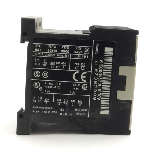 Menge 2 Telemecanique LC1K610 Mini-Schütz, 3-polig, 690 V 20 A, 48 V Wechselstromspule - Bild 6 von 6