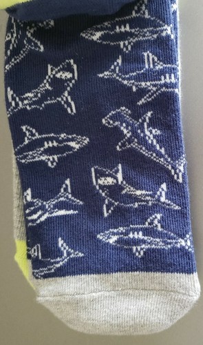 BOYS 3 PK OF GAP KIDS NO SHOW SOCKS FEATURING SHARKS-SIZE L SHOE SIZE 3-4 - Picture 2 of 6