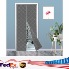 Gray Insulated Cold  Hot Air Magnetic Thermal Insulated Door Curtain 34x82inch