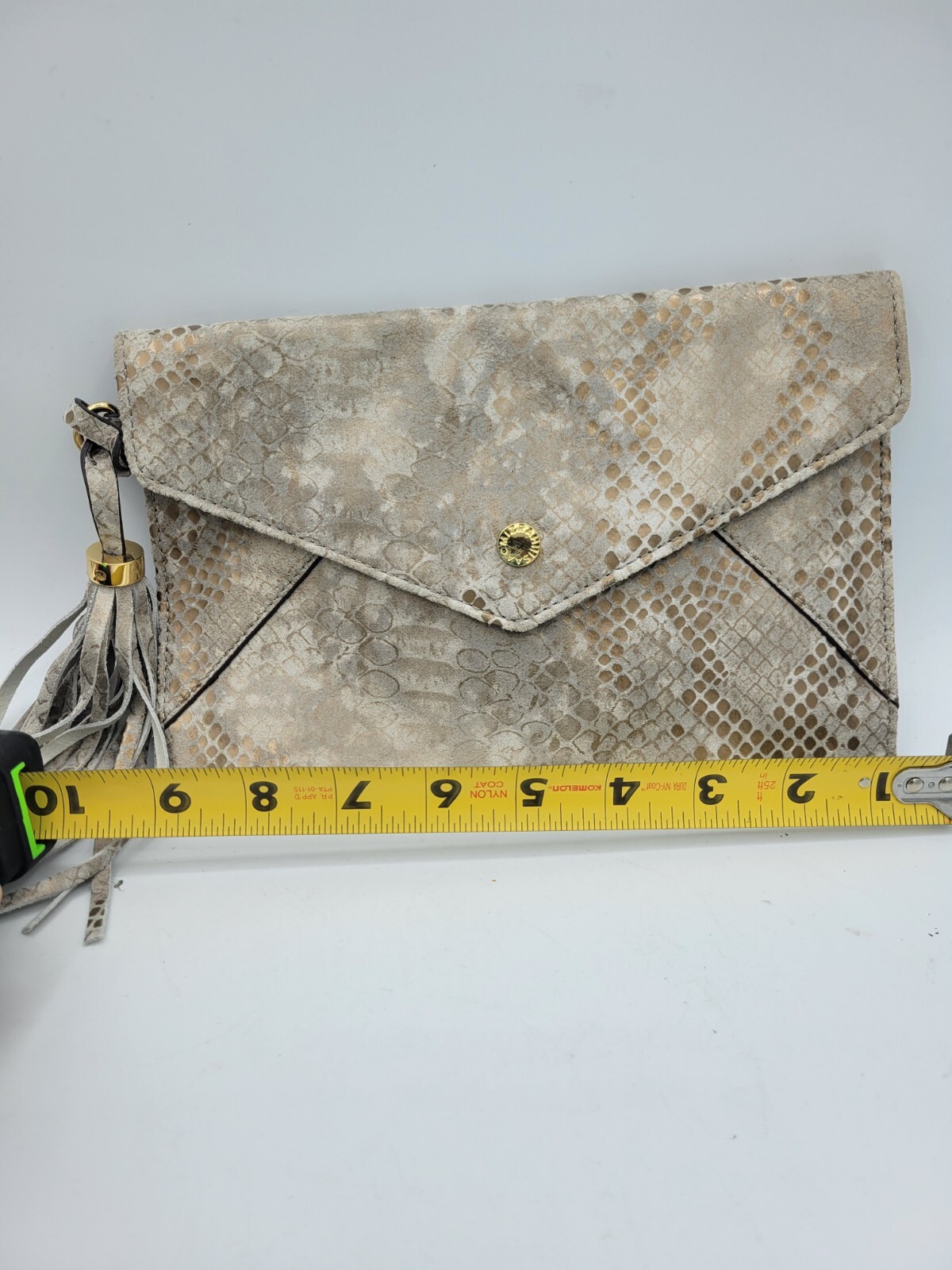 Isaac Mizrahi Beige Python Snakeskin Leather Hand… - image 2