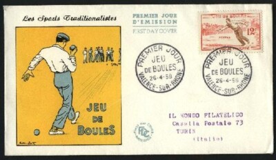 France 1958 F.D.C. Bowls Game