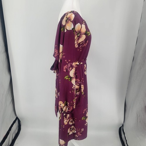 ODDI Burgundy Floral Short Dress Button Front Long Sleeve Women's Size 3X NEW - Picture 5 of 9