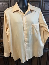 Arrow Men’s Long Sleeve Satin & Twill Dress Shirt Xl 17 34/35 Mango Pin Stripe