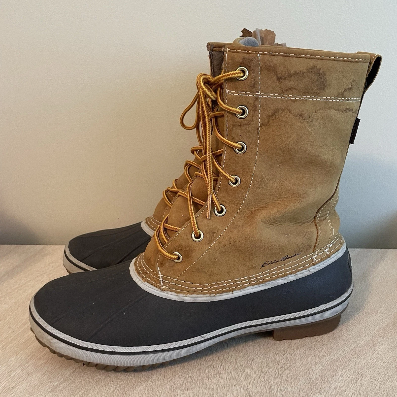 Eddie Bauer Hunt Pac Boots Men Size 11 Brown Leather Weatherproof 0031-245