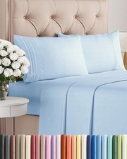 Queen Size 4 Piece Sheet Set Comfy Breathable Cooling Bed Sheets Set Hote...