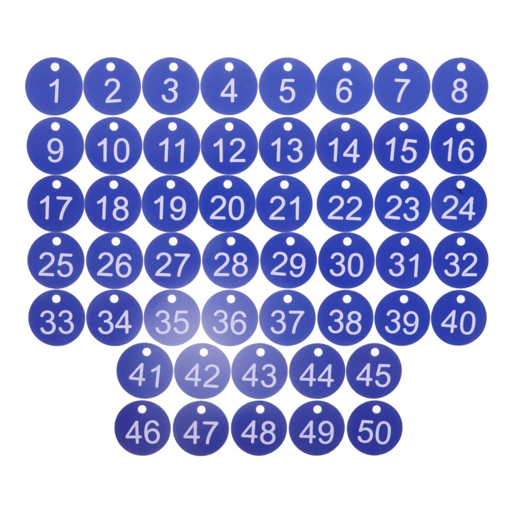50 PIEZAS Llavero Etiqueta Numerada Etiquetas Plástico Identificación Marcado