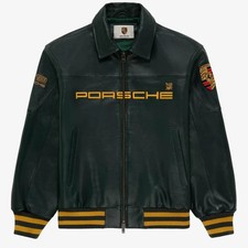 AML Porsche 993 Turbo Leather Club Jacket Edizione Limitata Giacca di Pelle Biker Verde