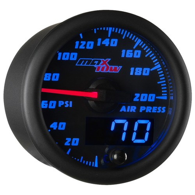 #ad #ad 52mm Black amp; Blue MaxTow Double Vision 200 PSI Air Pressure Suspension Gauge Kit $129.99