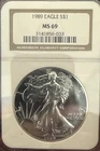 1989 $1 Silver American Eagle NGC MS 69