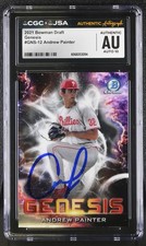 ANDREW PAINTER SIGNED 2021 BOWMAN GENESIS DRAFT CARD #GNS-12 CGC AU JSA 10 AUTO