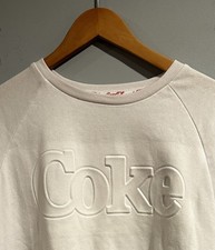 Vintage S White Classic Coca Cola Coke Logo Crop Sweatshirt Crewneck Pullover