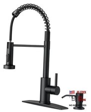 Black Kitchen Faucet with Soap Dispenser - High Arc Single Handle - Lead-Free