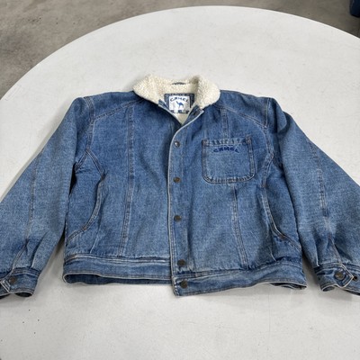 denim green cigarettes Vintage Joe Camel Cigarettes Blue Denim Sherpa Lined Jean Jacket Size Men's  LG