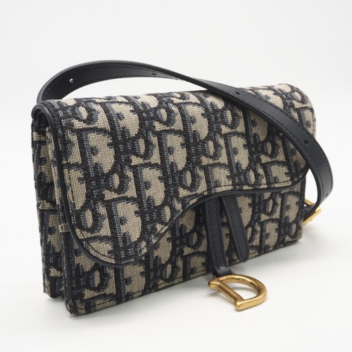 Christian Dior Oblique Jacquard Saddle Belt Pouch Used From Japan