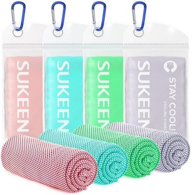 Sukeen Kühlende Handtücher 4er Set 100x30 cm Mikrofaser Sporthandtuch