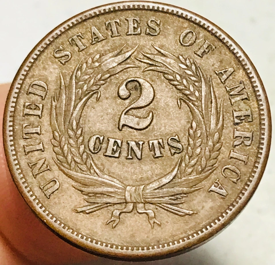 1864 Two Cent Piece 2C FULL MOTTO Ungraded Civil War Date US Copper Coin CC28210 - Image 4 of 4