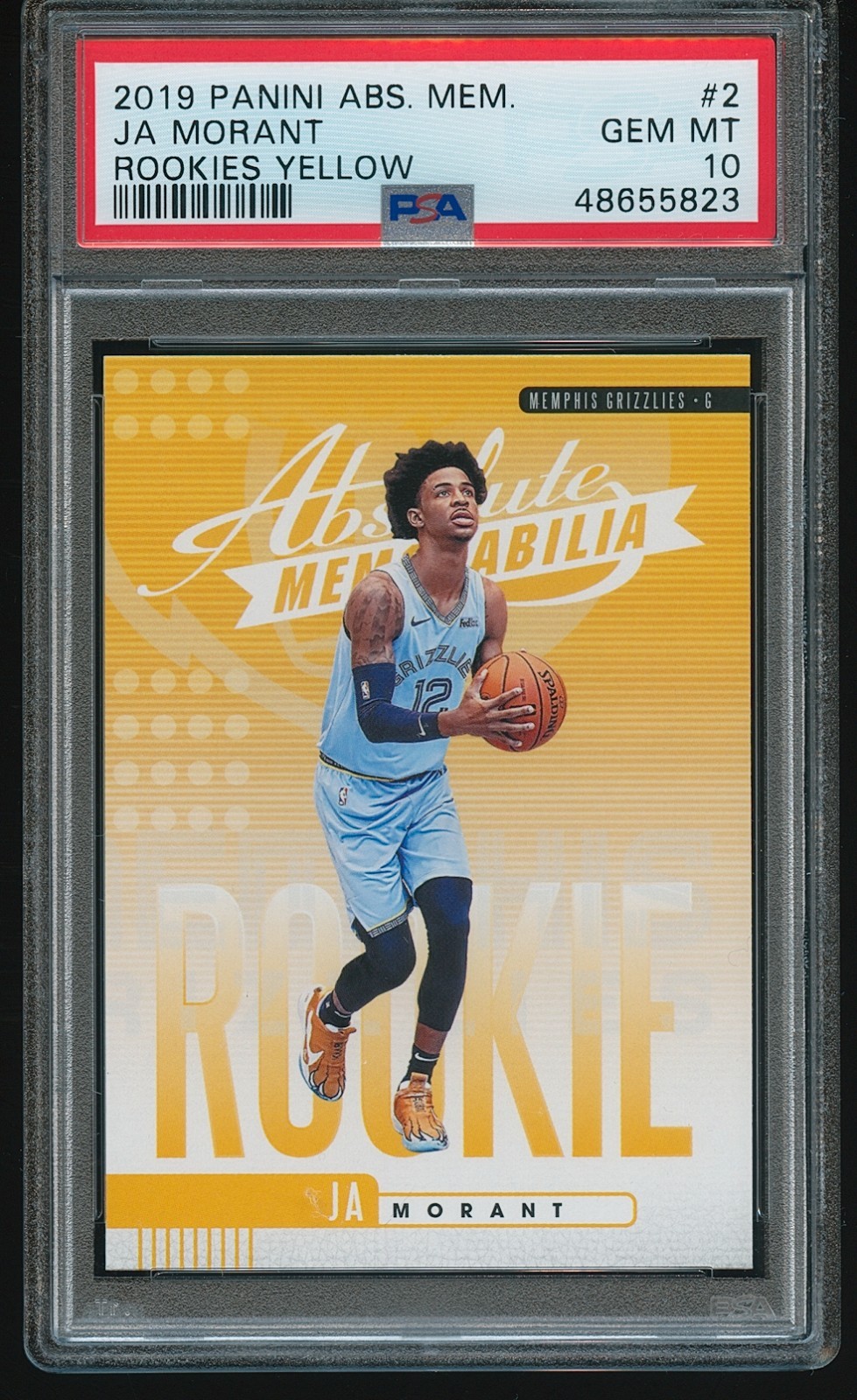 Ja Morant 2019-20 Absolute Memorabilia Rookies Yellow #2 PSA 10 GEM MT Rookie RC