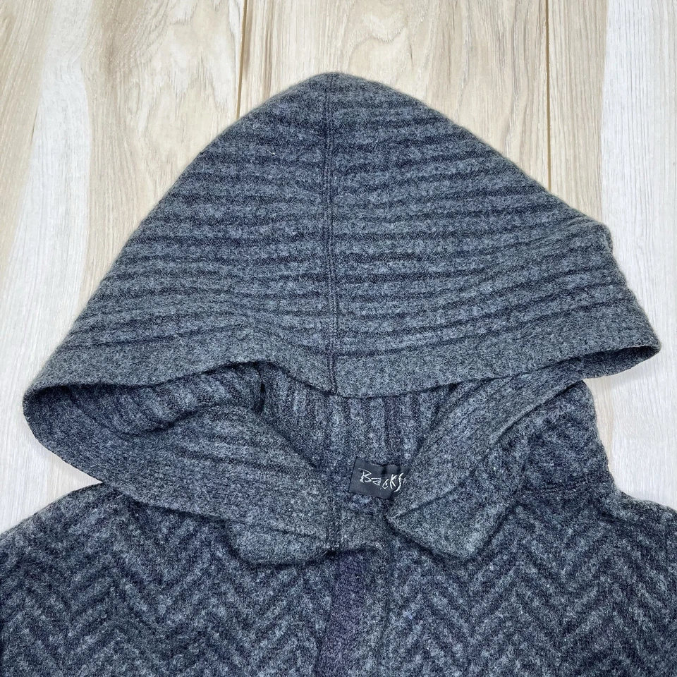 Suéter tejido con capucha 100 % lana merino Backstage para mujer grande verde espiga Foto 2 de 4