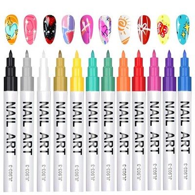 12 Farbige Nail Art Stifte Nagel Malstifte Dotting Pens Schnell Trocknend