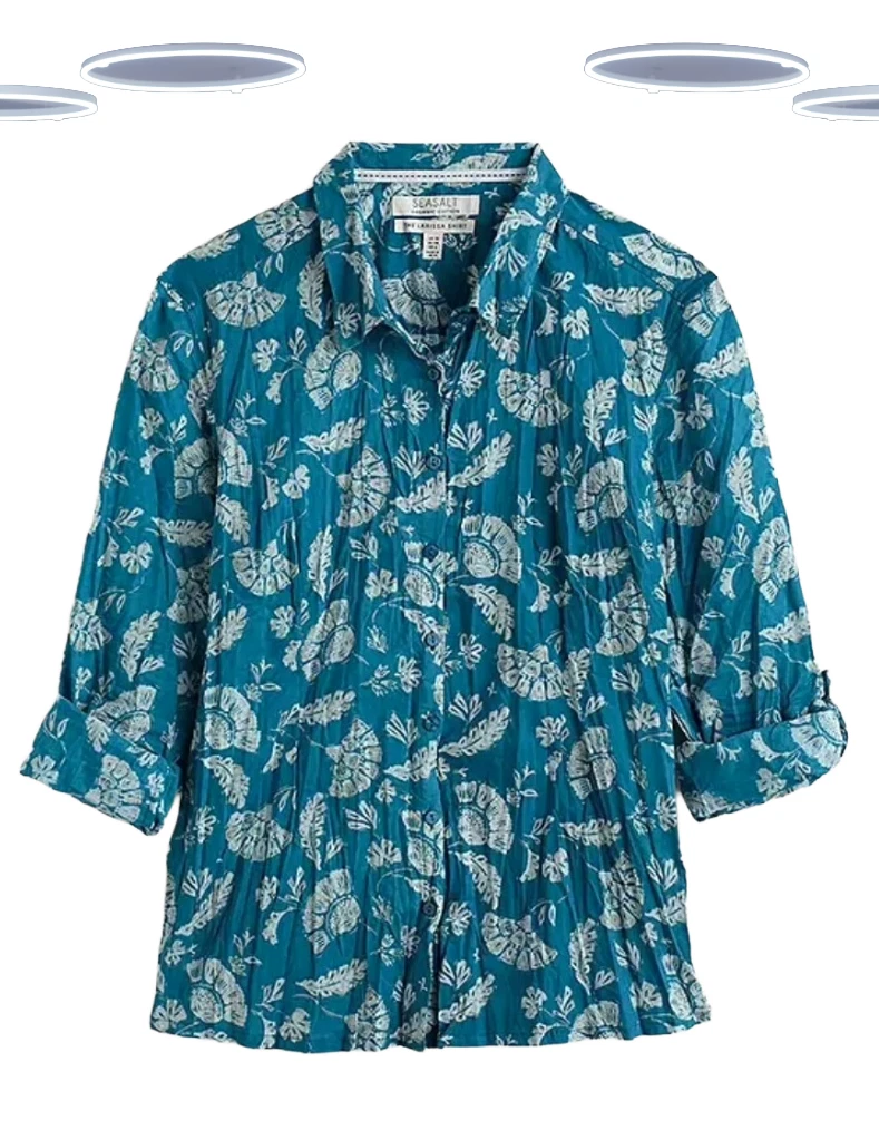 Ex Seasalt Women's Shirt - Lrassia Long Sleeve Cotton Teal Blue Floral (Defect)
Opens in a new windo