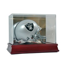 SAFTGARD SUPPLIES Deluxe Acrylic Wood Base Mini Helmet Display Case w/ Silver 