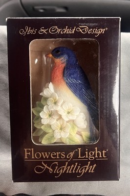 Ibis & Orchid Bluebird Cherry Blossom Flowers of Light Night Light NIB 2008