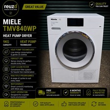 Refurbished Miele Tmv840wp STEAM Heat Pump Tumble Dryer, 9kg Load, A++ TOUCH