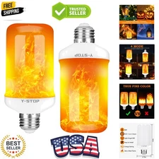LED Flame Light Bulbs, Upgraded 4 Modes Fire Light Bulb with Upside Down Effe...