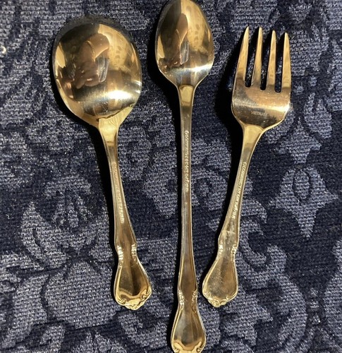 Three-piece silverware Children’s set by Oneida initials “DHR” New Toddler - 第 1/8 張圖片
