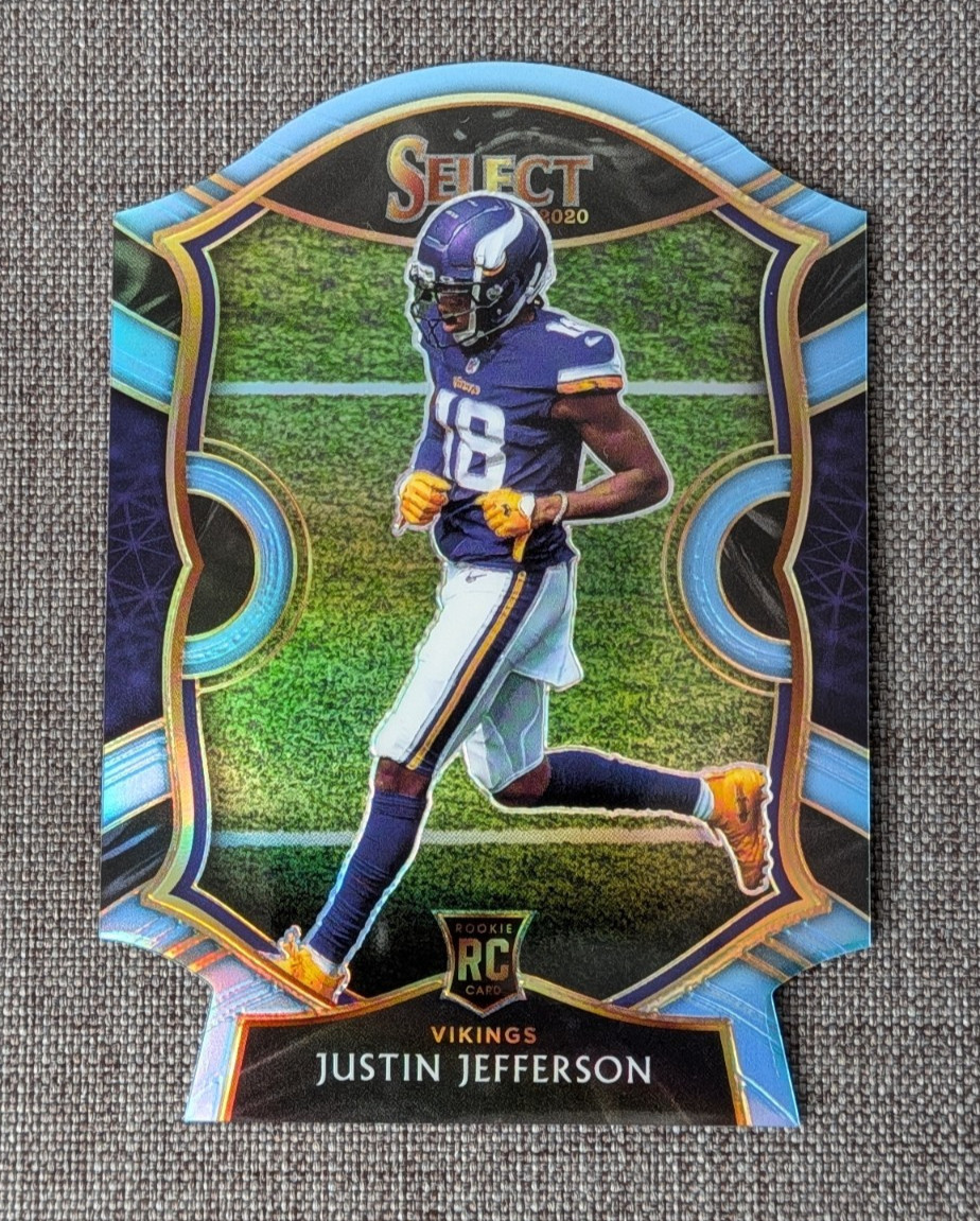Justin Jefferson Rookie | 2020 Select Light Blue Prizm Die-Cut #61 Concourse RC