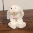 Fenton Hand Painted Glass Rabbit Figurine N. Beuk Floral White Pink Green