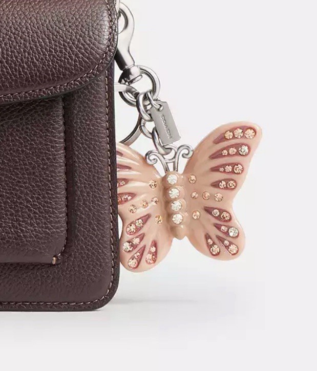 NWT Coach Butterfly Bag Charm Keychain Key Fob CCD44 Silver