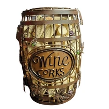 Metal Rustic Wine Barrel Cork Cage Holder Collectors Home Decor with Corks