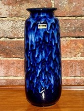 Scheurich 206-27 Blue Vase - West German MCM Fat Lava Germany Pottery Vintage