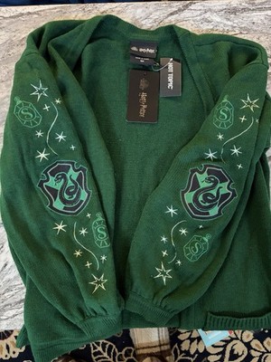 Harry Potter Slytherin Green Cardigan Sweater Size SM Embroidered Logo
