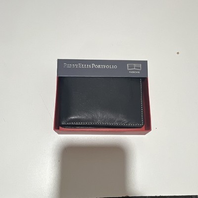 Perry Ellis Men's Black Leather Pass Case Wallet - New in Box