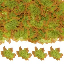 M METERXITY 200-Pack Artificial Maple Leaves, Fake Fall Leaves Brown Green