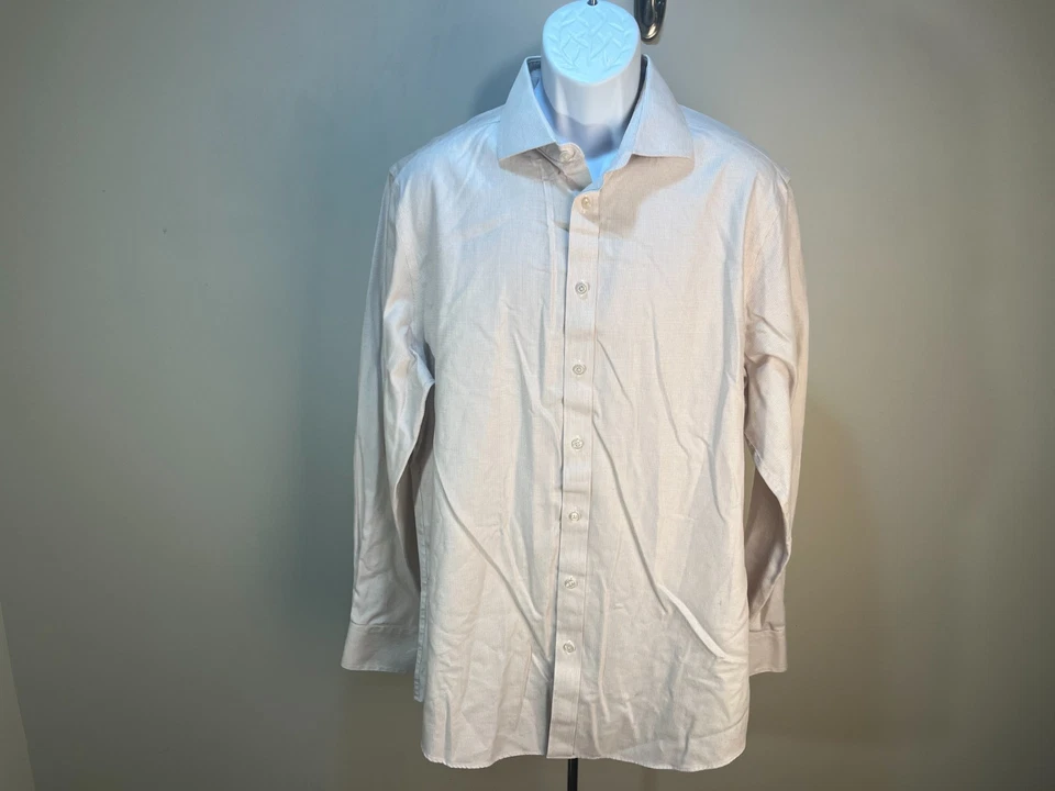 Charles Tyrwhitt Men's white & khaki check Slim Fit Non Iron dress shirt 17 36 - Image 2 of 4