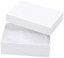 RJ Displays 50 Pack Cotton Filled White Color Jewelry Gift Boxes Jewelry Pend...